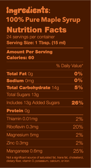 Bourbon Maple Syrup Nutritional Facts