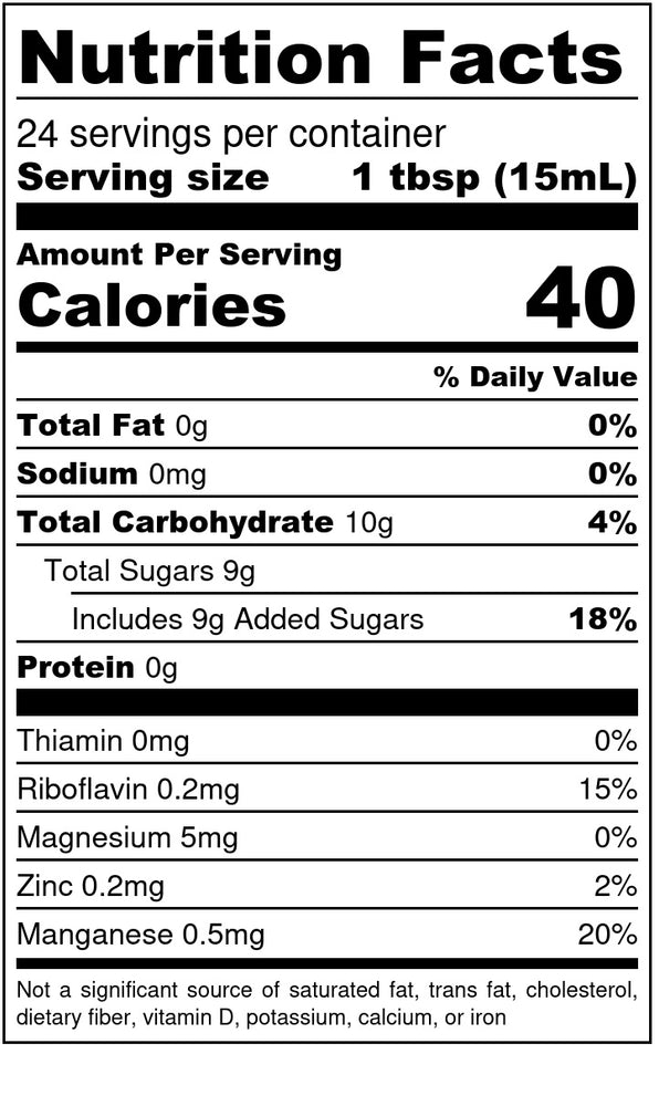 Raspberry Maple Syrup Nutritional Facts